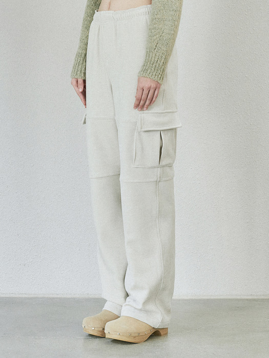 VELVET CARGO PANTS (ivory)