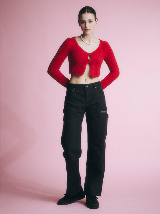cropped knit cardigan - red