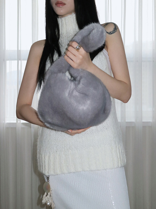 Fur Mini Shell Bag [Grey]