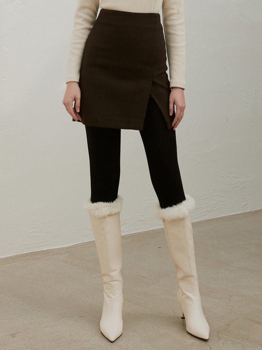 j1119 oblique slit mini skirt (brown)