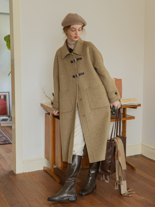 CAEL handmade wool buckle long coat_antiquity