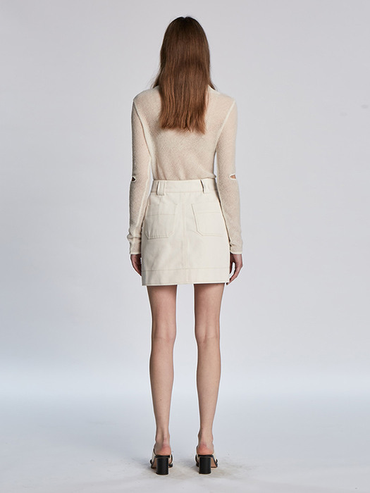 SEE THROUGH SLIT POINT KNIT PULLOVER (IVORY)