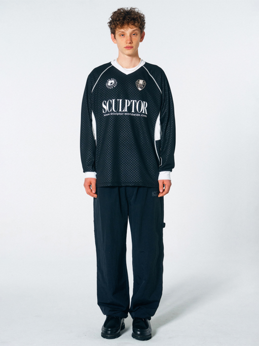 sculptor Damier Soccer Jersey Damier 黒 스컬프터]Damier Soccer Jersey Damier Black