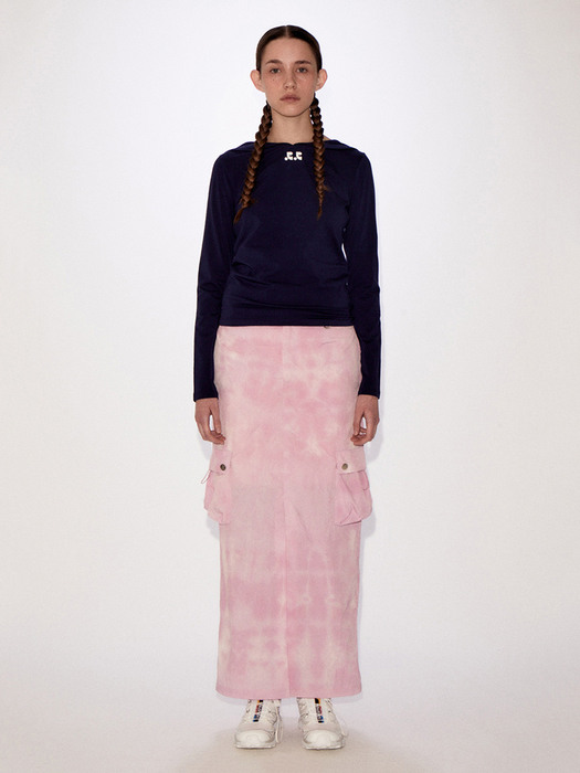 RR TIE DYE LONG SKIRT - PINK