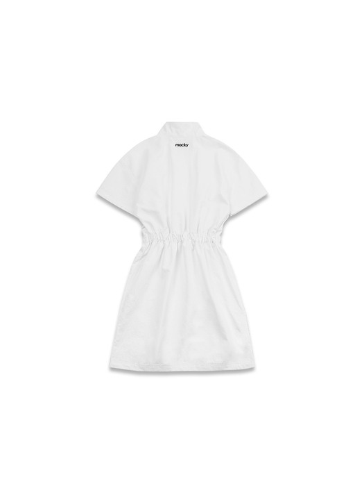 windy half zip-up dress white