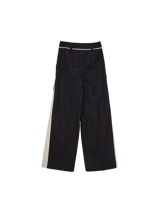 COLOR MIXED TUCK TROUSER IN BLACK