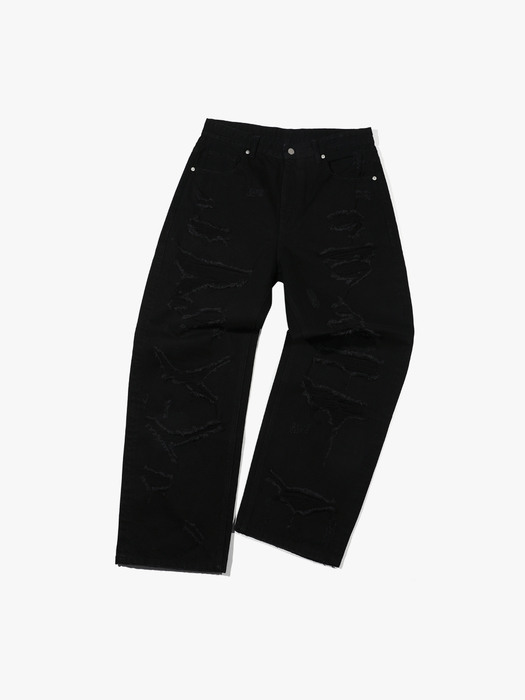 Destroyed Denim Pants V21_Black