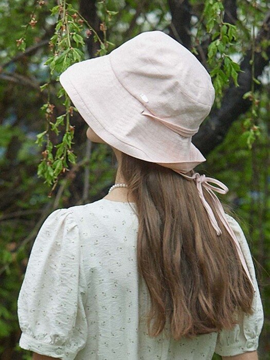 Linen Ribbon Bucket Hat - Pink