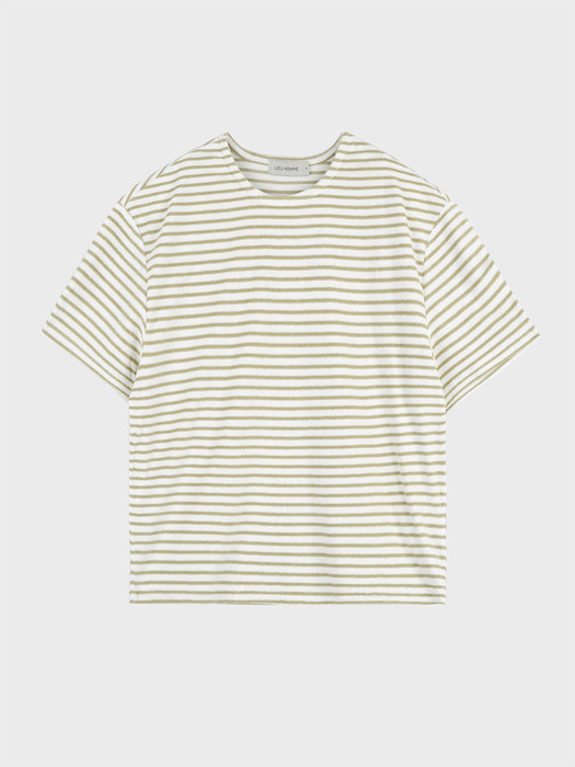 FLEX STRIPE TERRY T-SHIRT_OLIVE GREEN