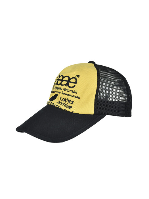 ★AEAE★ WEB LOGO MESH CAP YELLOWNAVY A223UAA13YN 에이이에이이]WEB LOGO MESH CAP - [YELLOW/BLACK]