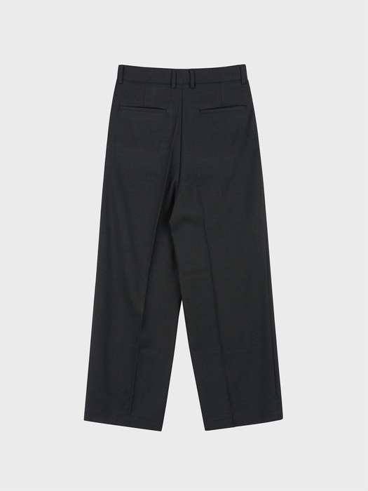 FLUTTER TWO TUCK WIDE SLACKS_BLACK