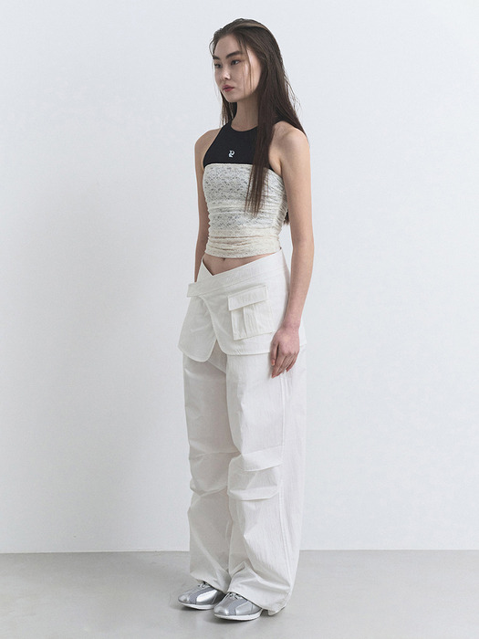 TUCK WIDE PANTS, WHITE