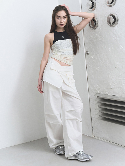 TUCK WIDE PANTS, WHITE