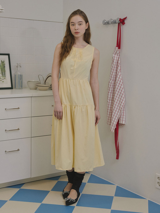 Sonrisa shirring dress (light yellow)