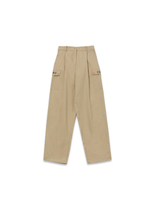 string round jogger pants beige