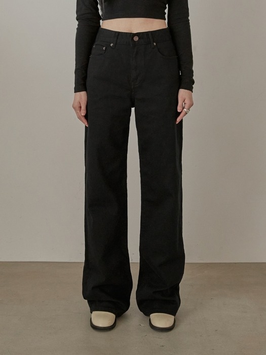 Relaxed Black Wide Jean - YW393