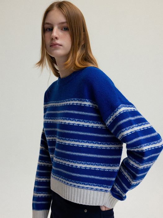 Line wool knit (blue)