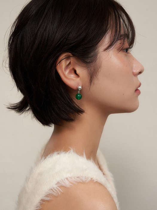 [silver925] green onyx ball earring