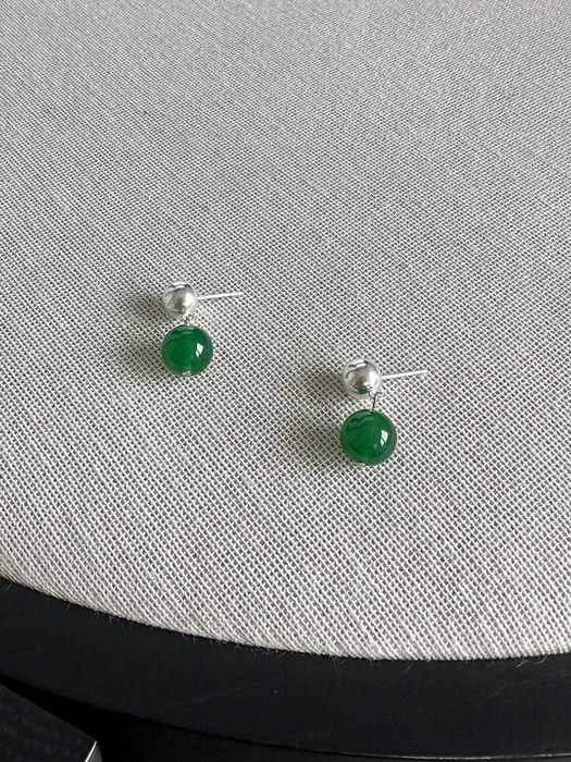 [silver925] green onyx ball earring