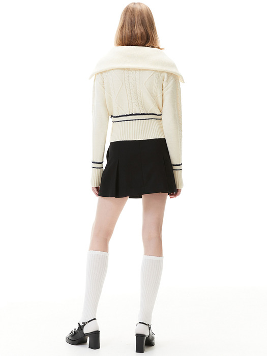 TWO-WAY CABLE KNIT ZIP-UP_IVORY