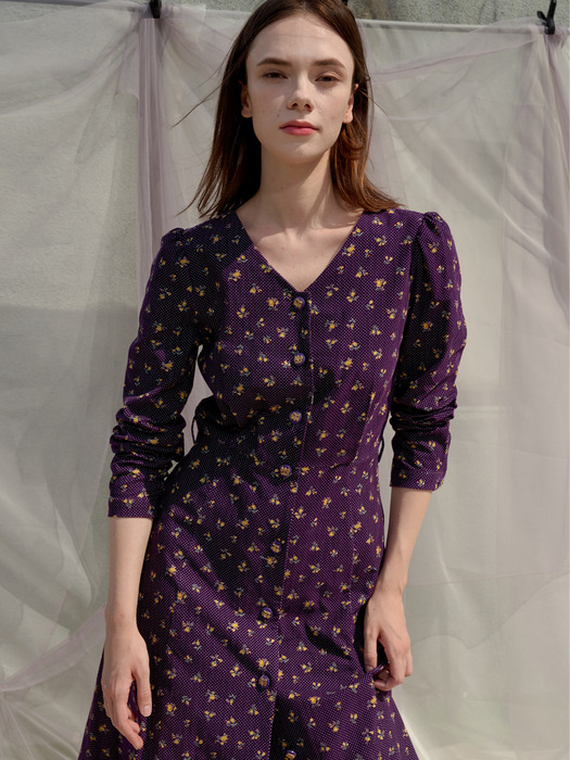 Lorelai V-neck Flare Dress_Purple