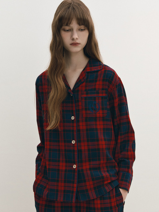 Women Red Flannel Check Pajama Pair