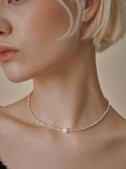 [925 Silver]Petit Cube Pearl Necklace