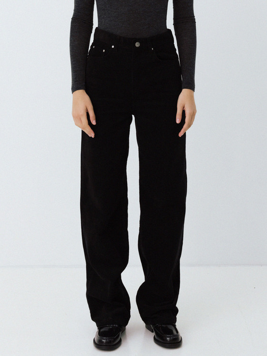 signature corduroy straight pants (black)