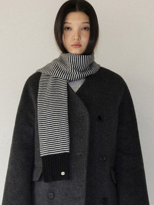 Cashmere knit muffler (black)