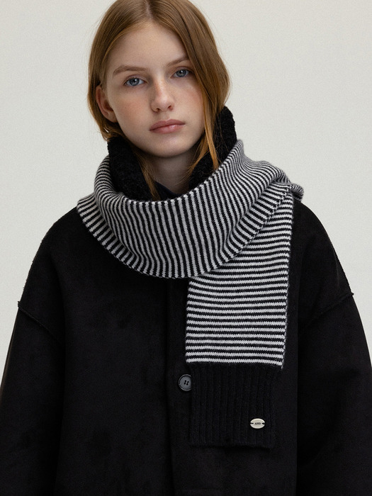 Cashmere knit muffler (black)