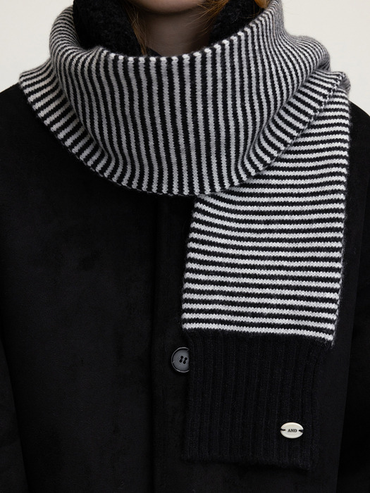 Cashmere knit muffler (black)