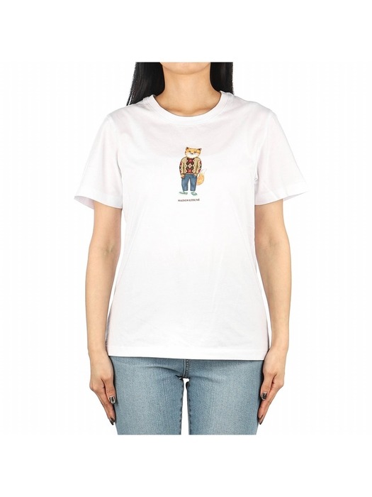 23FW (LW00112KJ0008 WHITE) 여성 드레스드 폭스 반팔 티셔츠