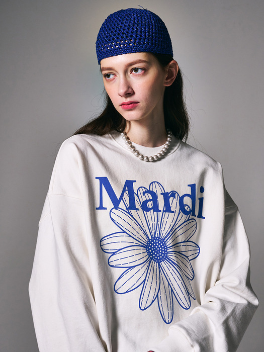 SWEATSHIRT FLOWERMARDI_WHITE VIVIDBLUE