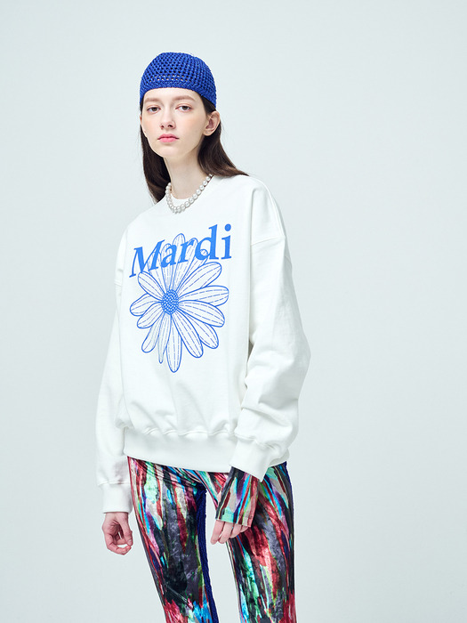 SWEATSHIRT FLOWERMARDI_WHITE VIVIDBLUE