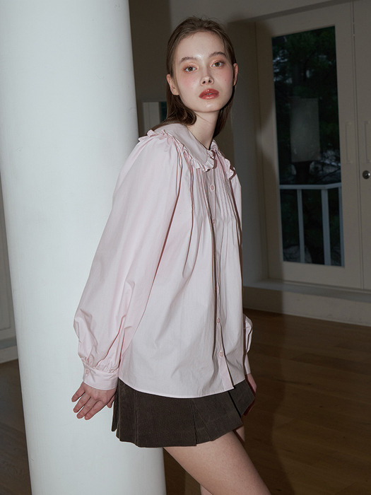 ROUND COLLAR PINTUCK BLOUSE_PINK