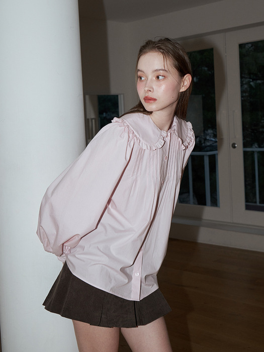 ROUND COLLAR PINTUCK BLOUSE_PINK