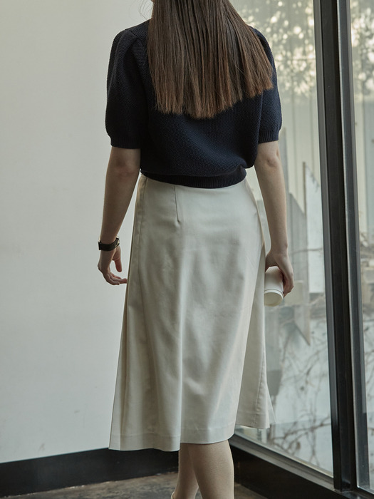 Fixed pleated skirt - Cream