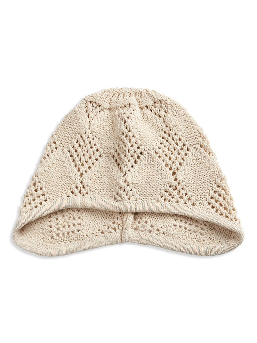 ARGYLE POINTELLE EARFLAP BEANIE, BEIGE