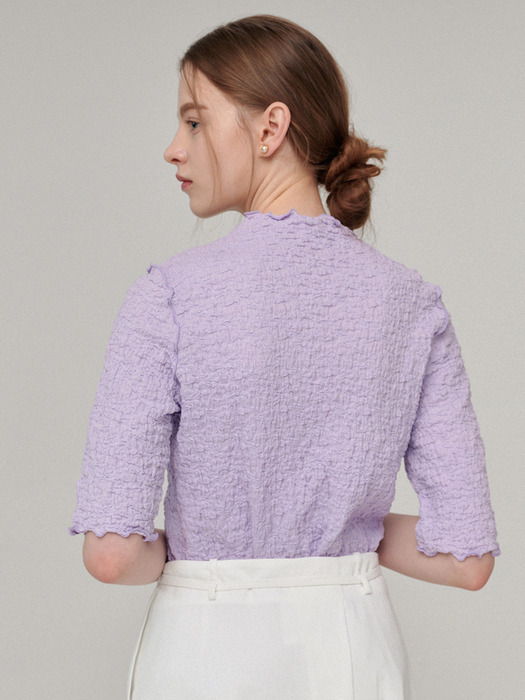 Mock neck crinkle top - Lavender