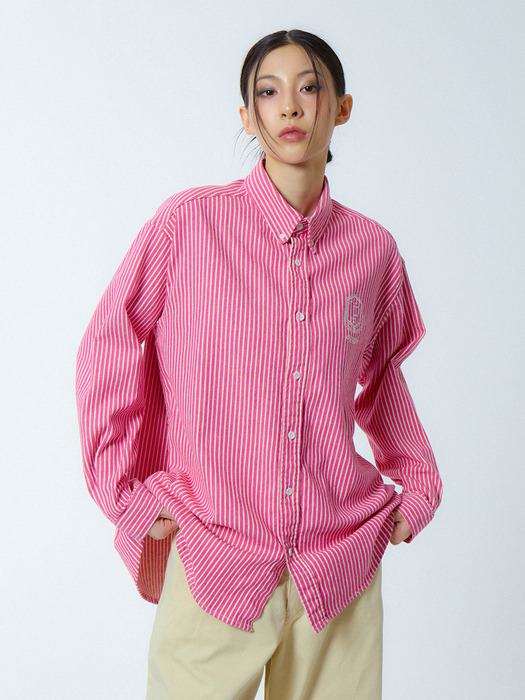 로고 스트라이프 셔츠 핑크_LOGO STRIPE SHIRTS PINK