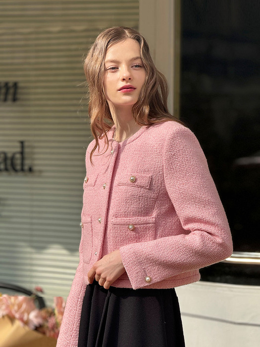 [24SS] Lautre Feminine Pink Tweed Jacket
