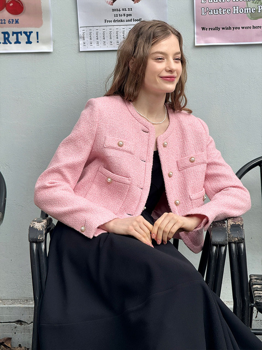 [24SS] Lautre Feminine Pink Tweed Jacket