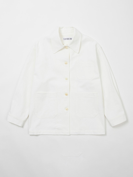 French cotton work jacket (White)