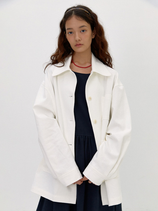 French cotton work jacket (White)