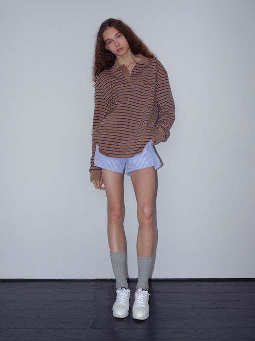 01 M.C UNISEX, Stripe PK Shirt / Beige