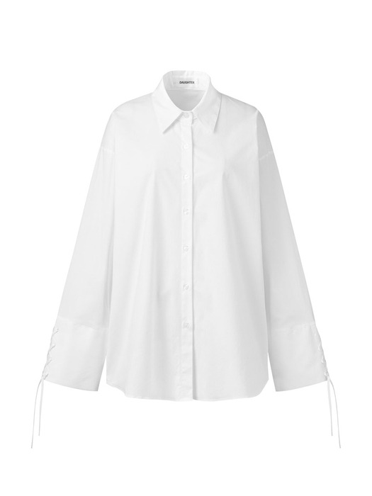Sleeve Strap Oversized Shirt, white