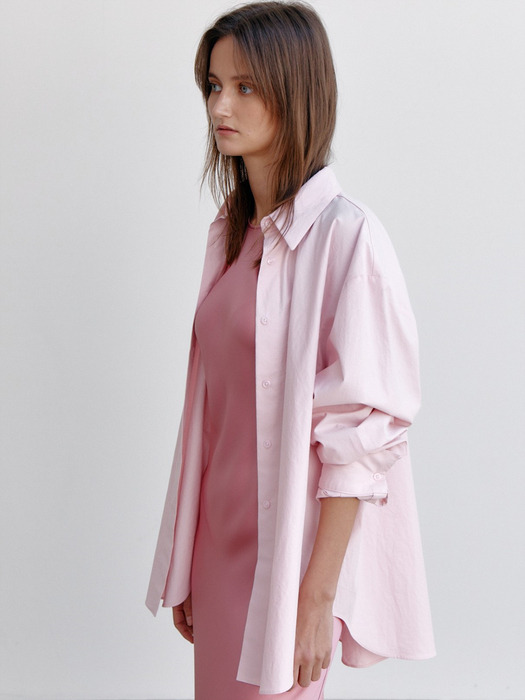 Cotton Twill Overfit Shirts, Pink