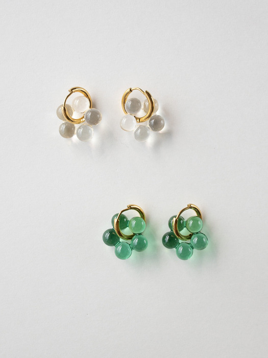 [2way] Glass flower surgical hoop earring (2color)