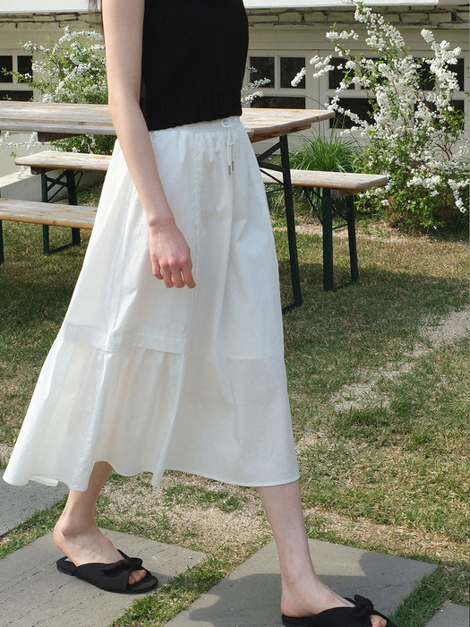 moui Roa banding maxi skirt (WHITE)