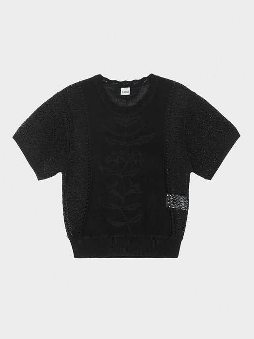 Flower Jaquard half Knit BLACK